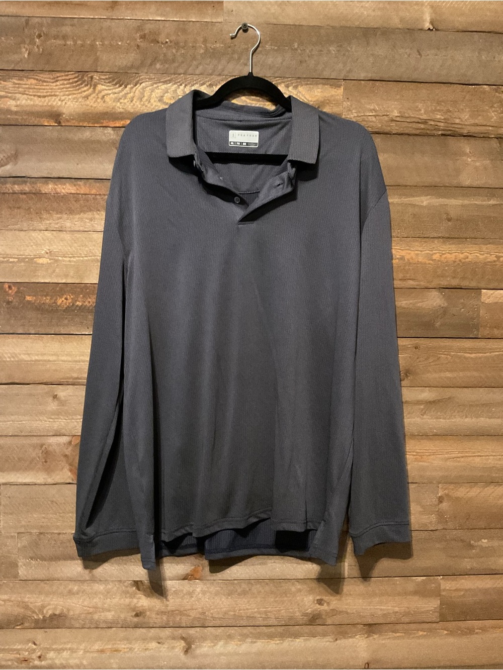 PGA Tour Men’s Gray/Black Long Sleeve Polo Golf Shirt Size XL